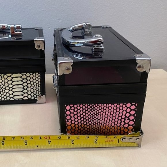 Tow Jewelry Travel Box Plastic and Metal Cases ,Handle and Metal Hasp Latch,Port - Picture 6 of 10